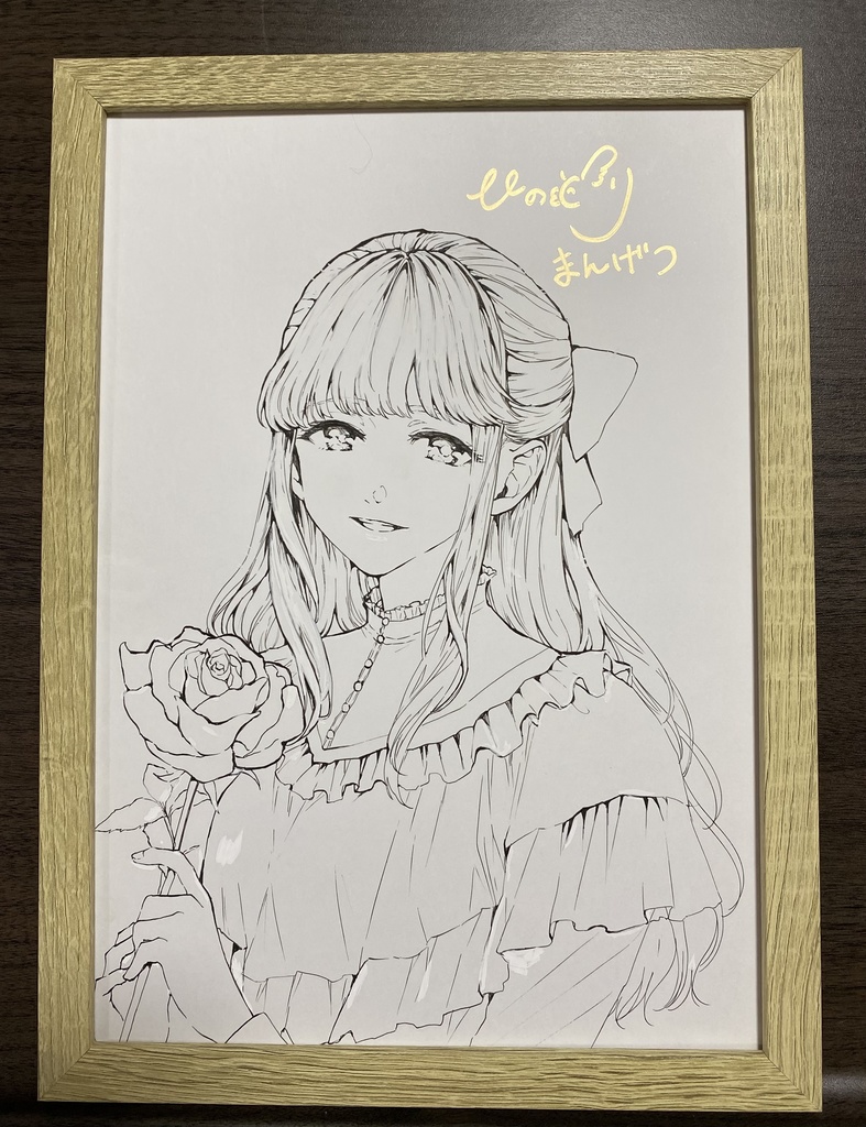 薔薇シリーズ 白ピンクの薔薇 Gペン線画(原画)