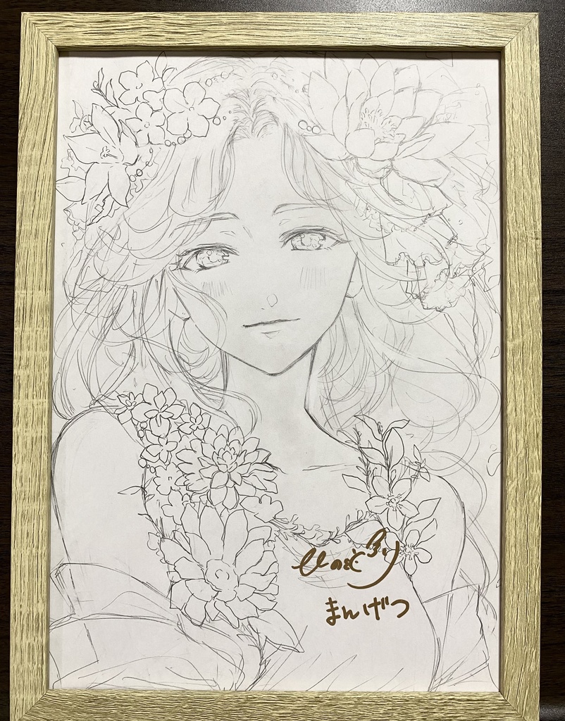 花の三姉妹 【夏】 長女 鉛筆ラフ画【原画】