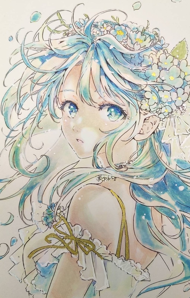 花の三姉妹 ＜夏＞ 次女【ミニ手描きイラスト】　