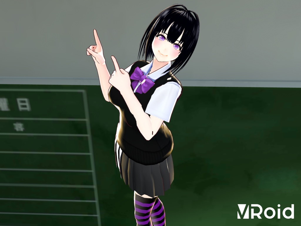 【Vroid】黒髪 たぬ子【無料】