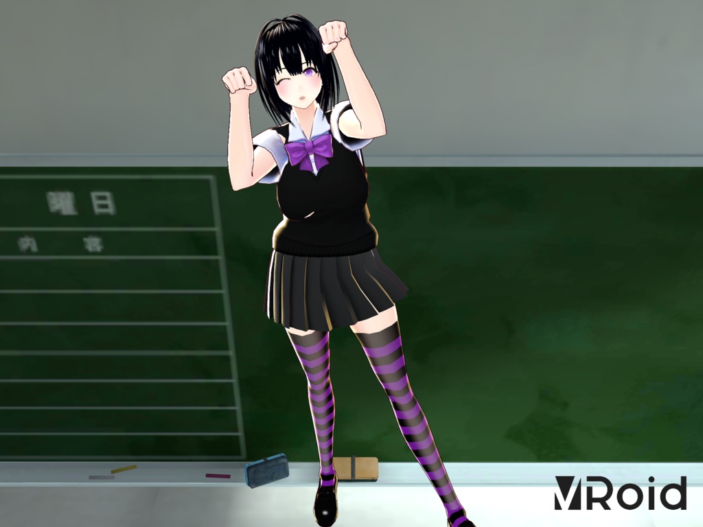 【Vroid】黒髪 たぬ子【無料】