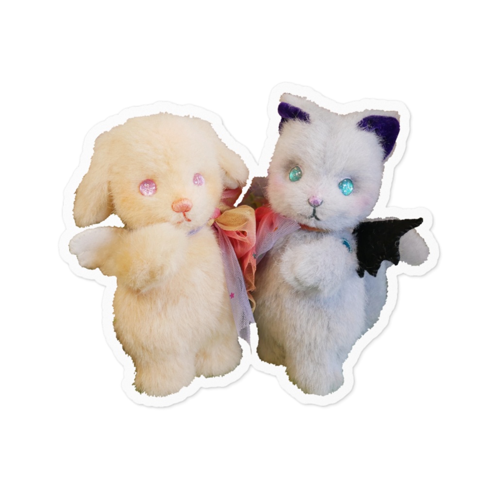 天使と悪魔ぬいぐるみのステッカー