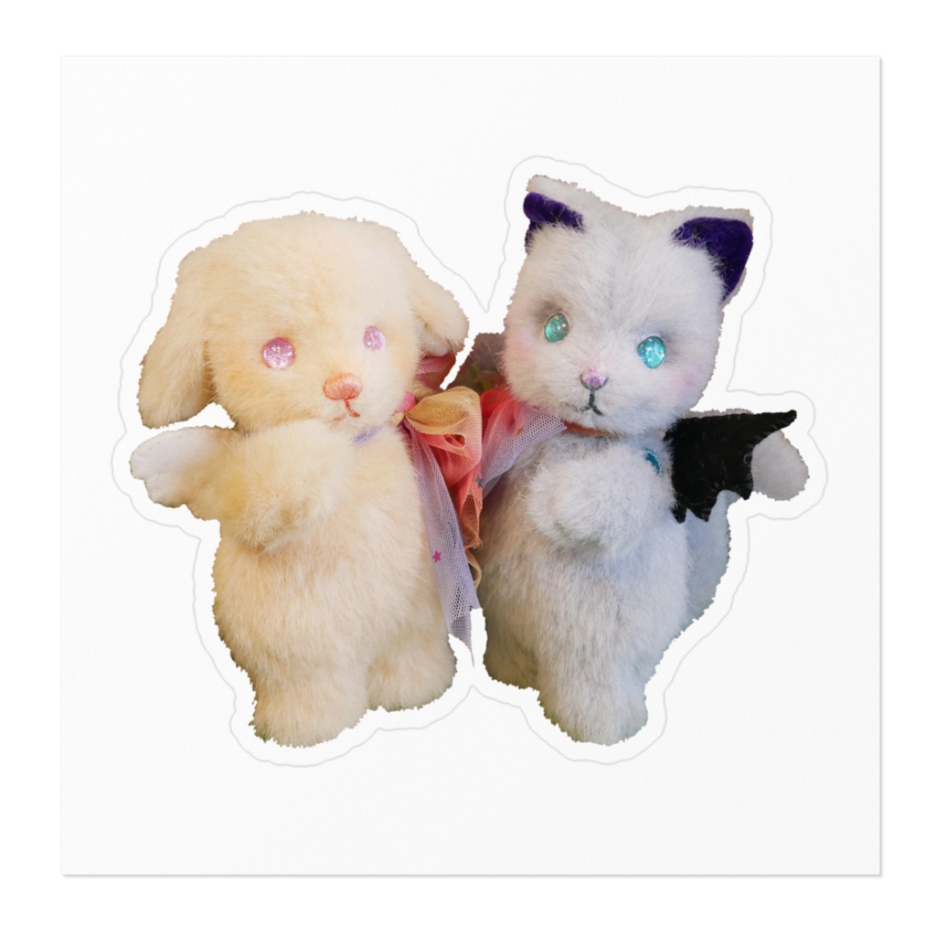 天使と悪魔ぬいぐるみのステッカー