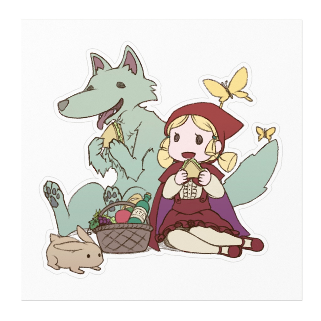 ステッカー_赤ずきん