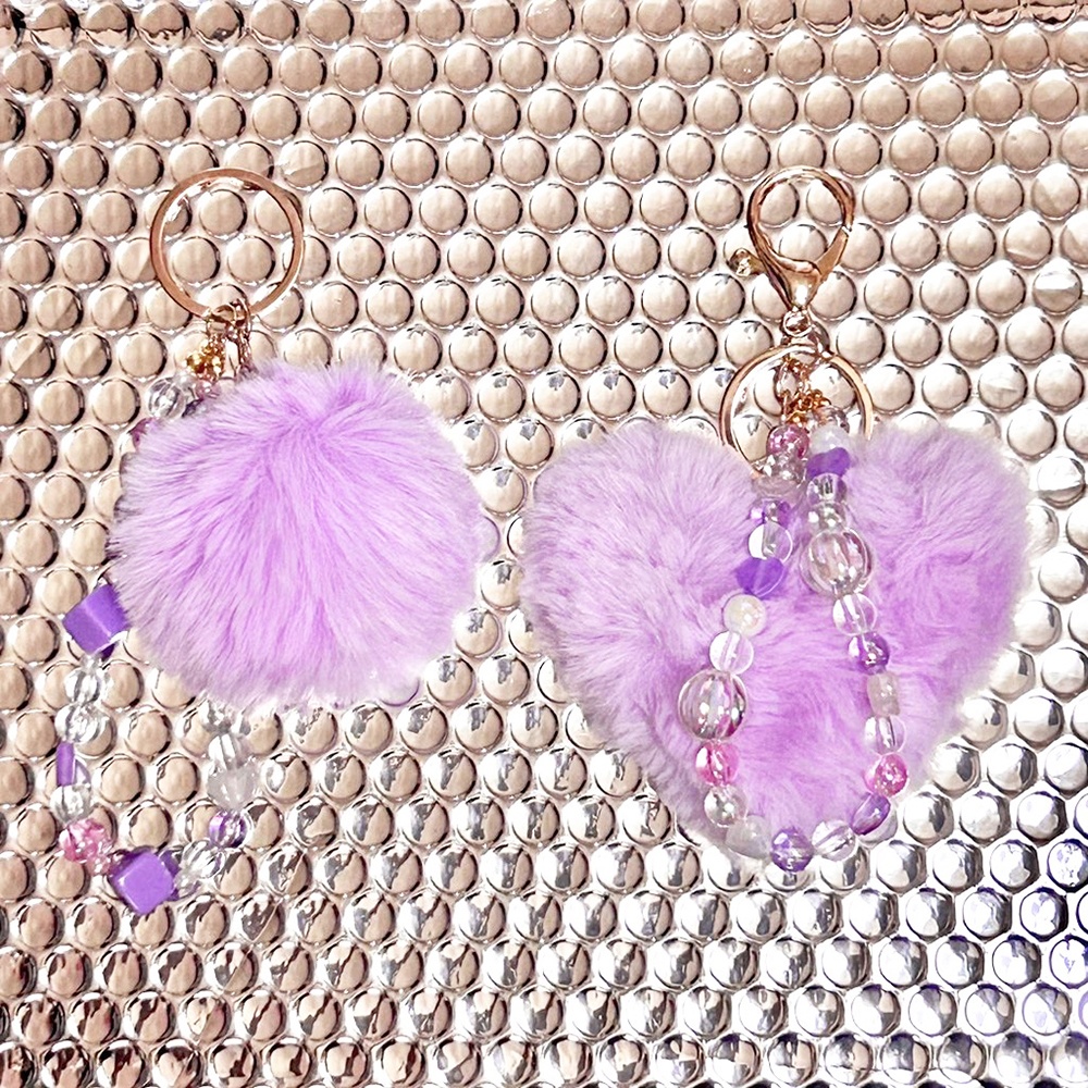 ふわふわバッグチャーム:ポンポン / ラベンダー