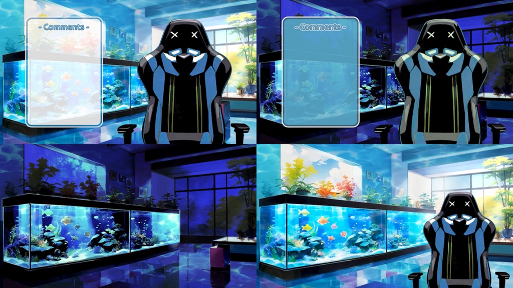 配信用背景素材【Aquarium】昼／夜（６種）