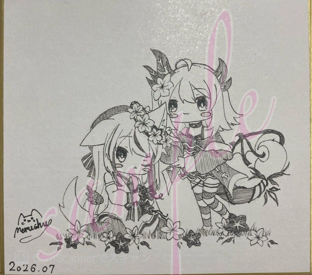 直筆色紙　ちっちゃいネメシス&エルシオン