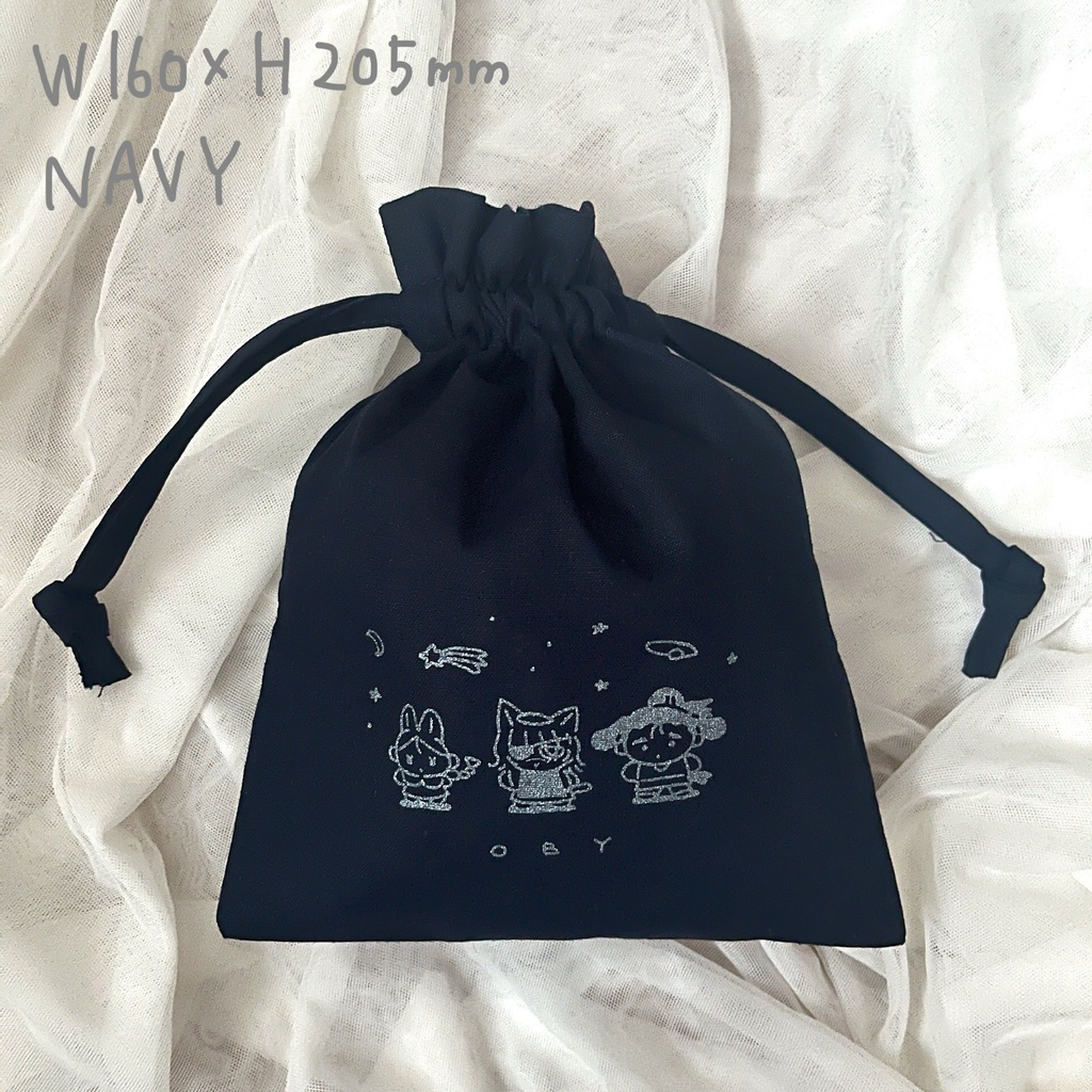 オバヨ巾着(ネイビー)
