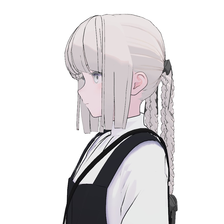 3Dmodel/リボンたっぷりみつあみ×4