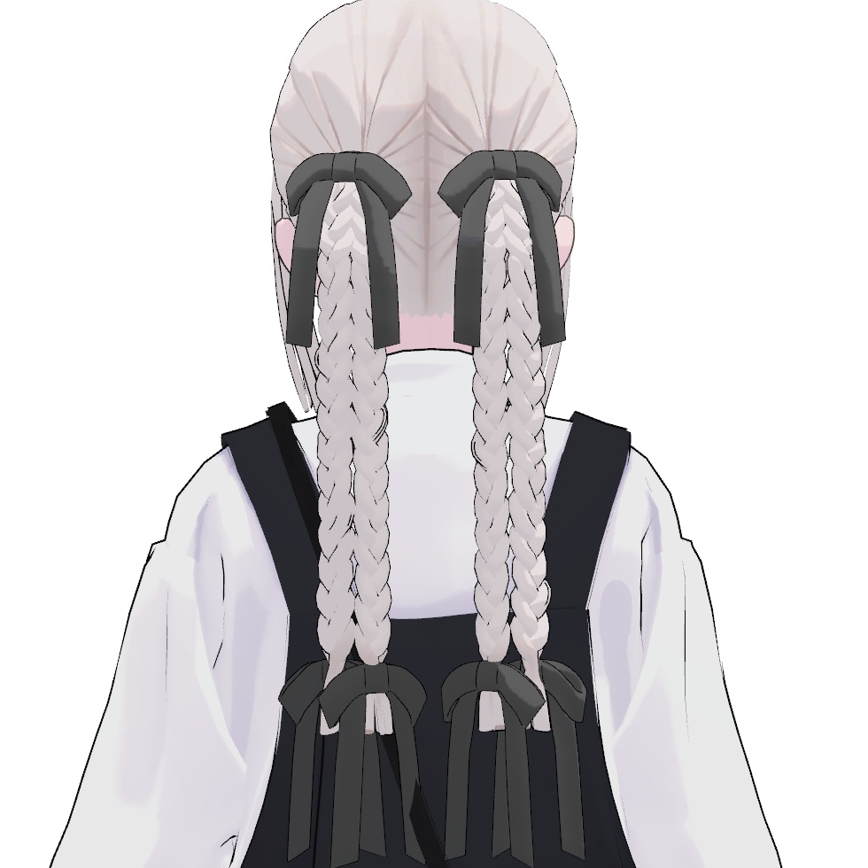 3Dmodel/リボンたっぷりみつあみ×4