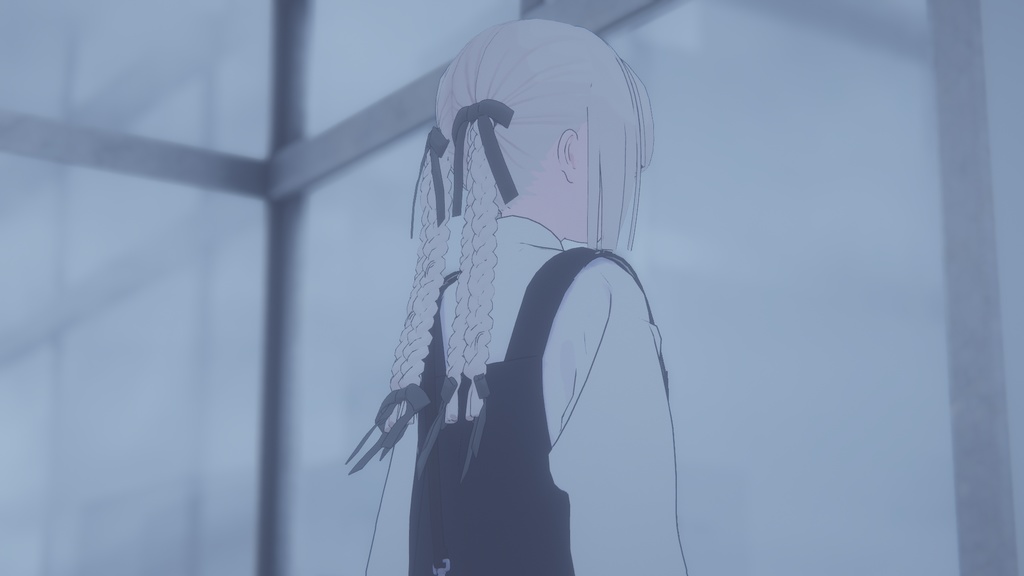 3Dmodel/リボンたっぷりみつあみ×4