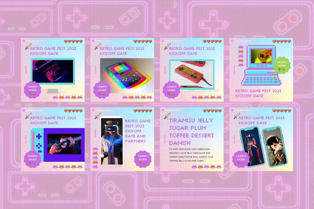 Instagram Templates - Canva Social Media Editable Fun Cute Summer Photo Frame Post - Retro Game