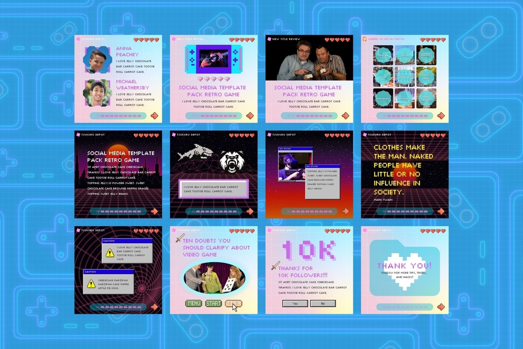 Instagram Templates - Canva Social Media Editable Fun Cute Summer Photo Frame Post - Retro Game