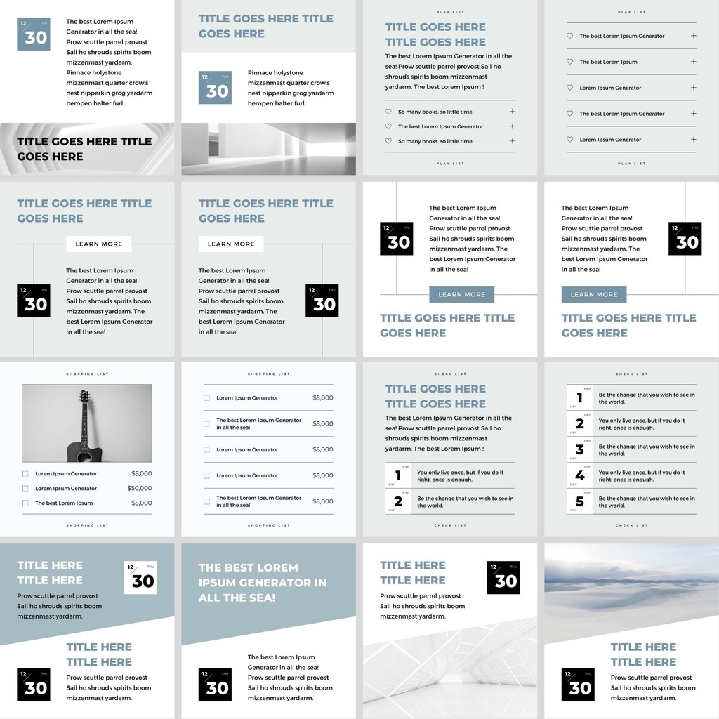 インスタグラムテンプレートCanva投稿サイズ84点セット - Zen