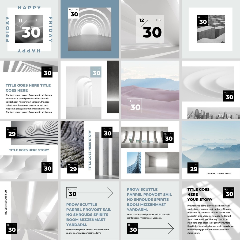 インスタグラムテンプレートCanva投稿サイズ84点セット - Zen