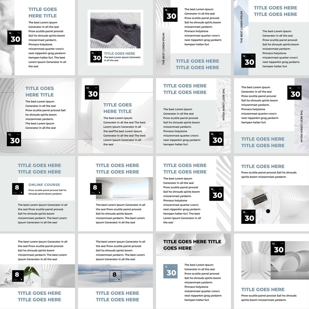 インスタグラムテンプレートCanva投稿サイズ84点セット - Zen