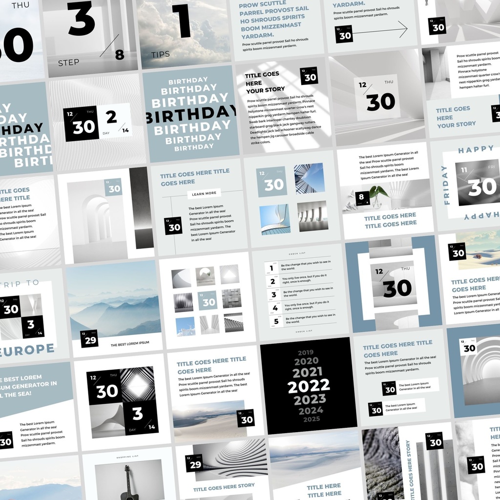 インスタグラムテンプレートCanva投稿サイズ84点セット - Zen