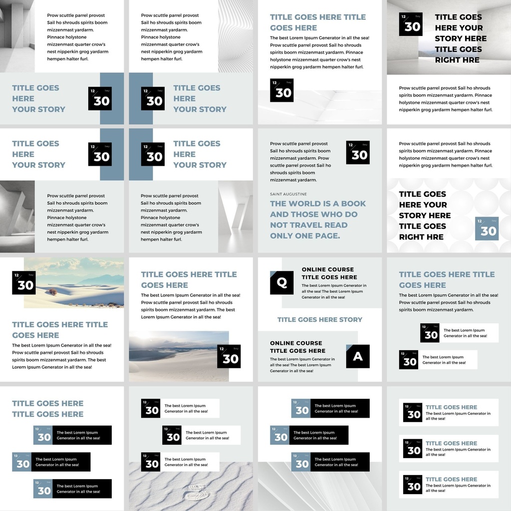 インスタグラムテンプレートCanva投稿サイズ84点セット - Zen