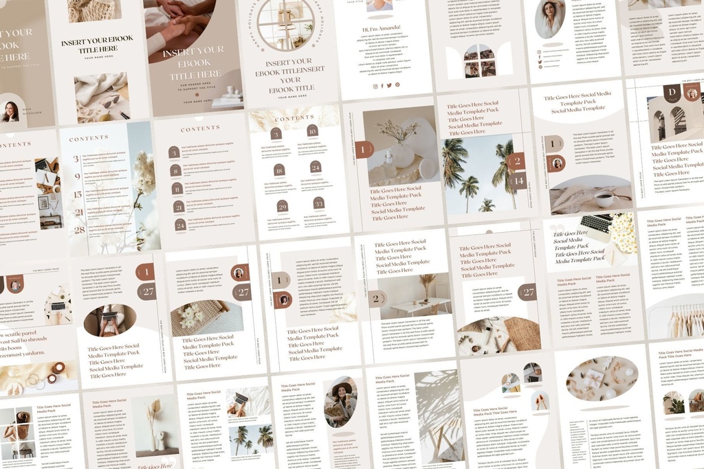 A4&USレター縦位置eBookテンプレートCanva60点セット – Shadow