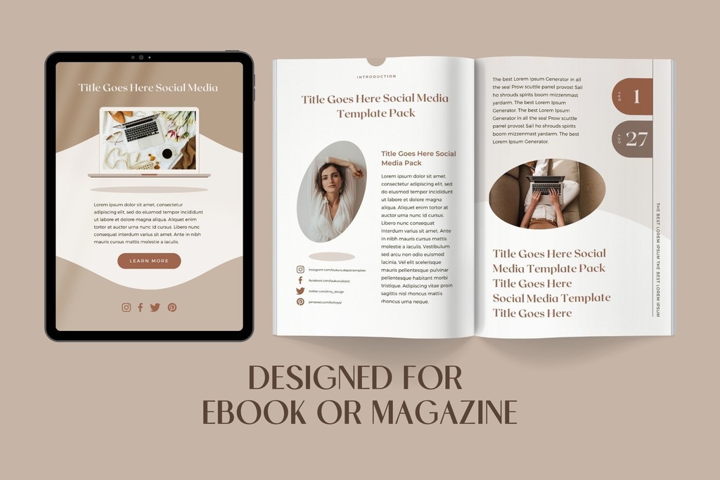 A4&USレター縦位置eBookテンプレートCanva60点セット – Shadow