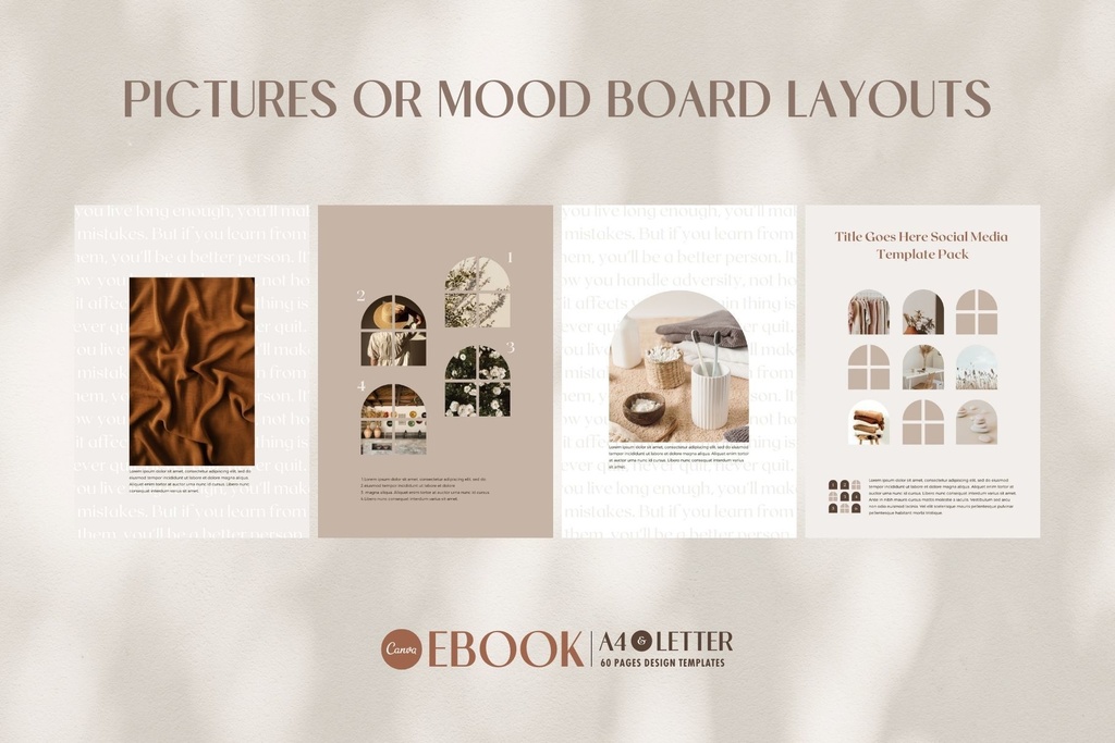 A4&USレター縦位置eBookテンプレートCanva60点セット – Shadow