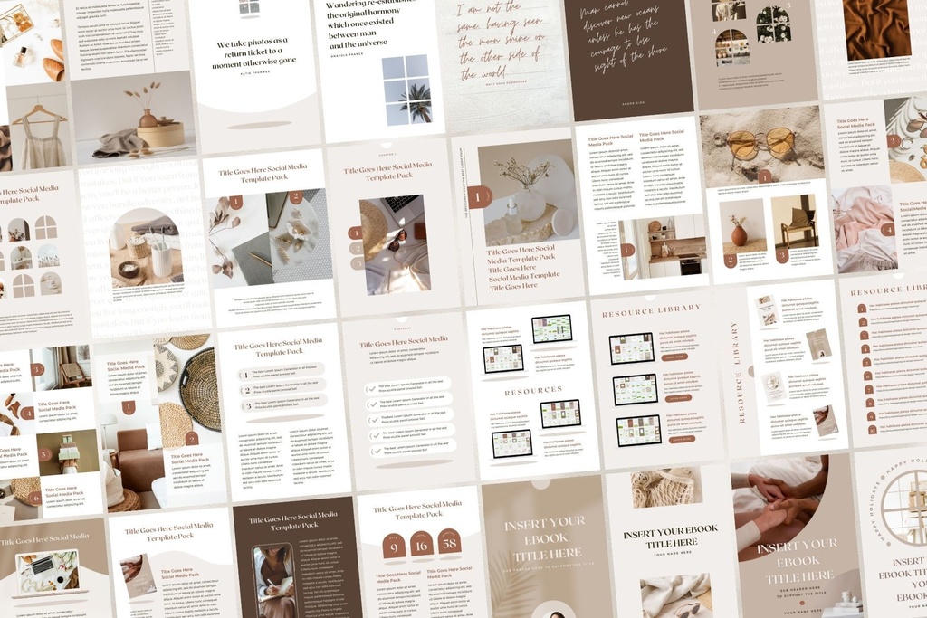 A4&USレター縦位置eBookテンプレートCanva60点セット – Shadow