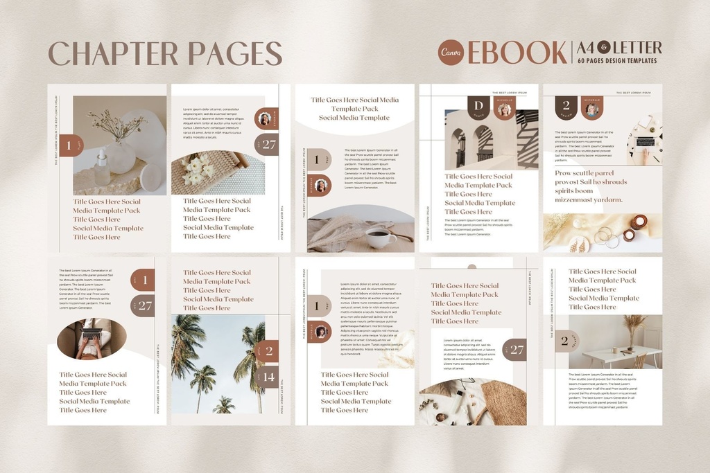 A4&USレター縦位置eBookテンプレートCanva60点セット – Shadow