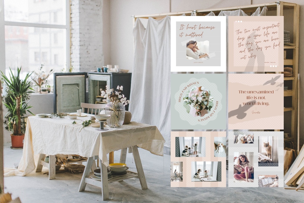 インスタグラム投稿テンプレートCanva100点セット - Dot