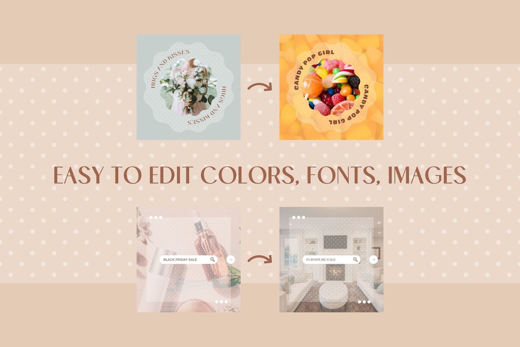 インスタグラム投稿テンプレートCanva100点セット - Dot