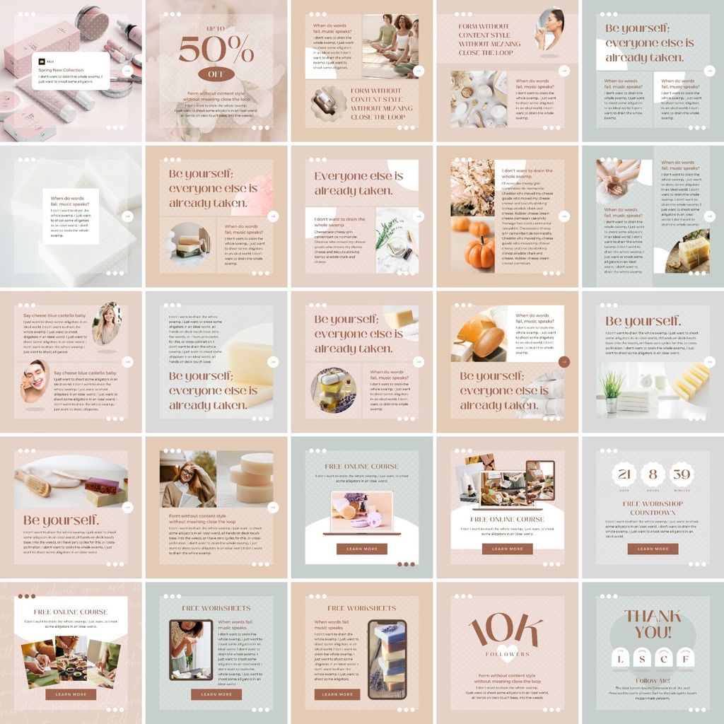 インスタグラム投稿テンプレートCanva100点セット - Dot