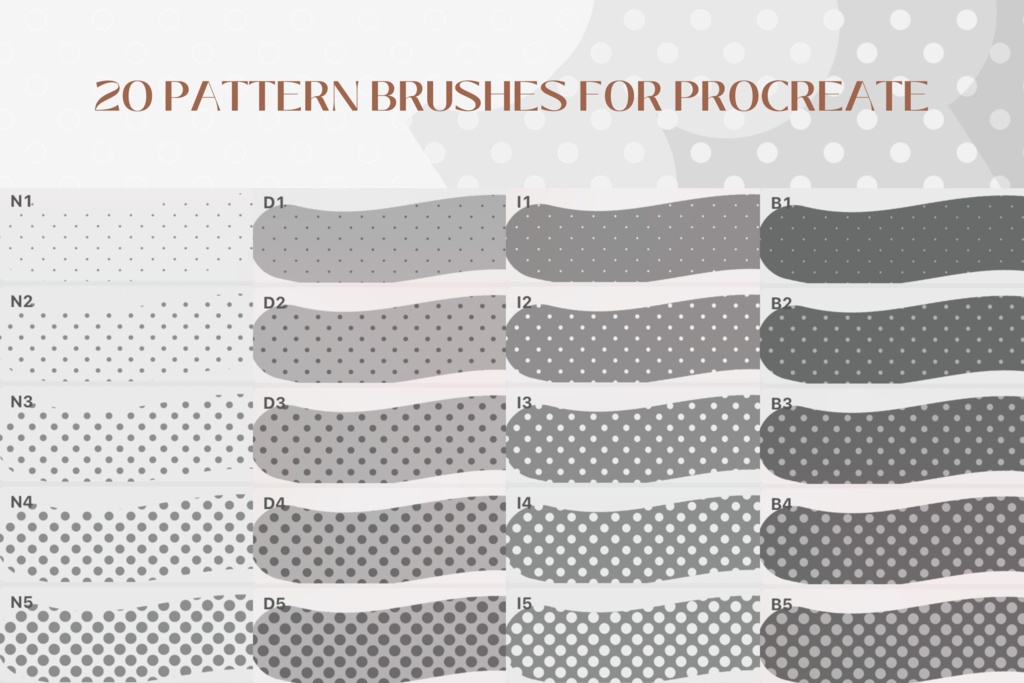 Procreateパターンブラシ20種セット - ドット柄ワックスペーパー風【無料サンプルあり】