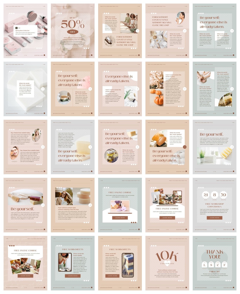 インスタグラム投稿&ストーリーCanvaテンプレート300点セット - Dot