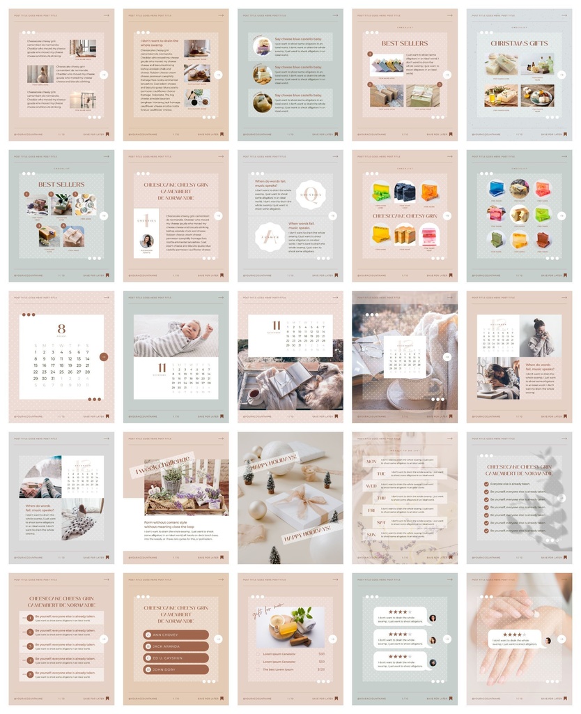 インスタグラム投稿&ストーリーCanvaテンプレート300点セット - Dot