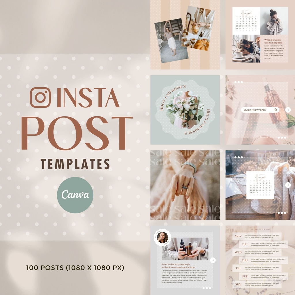 インスタグラム投稿&ストーリーCanvaテンプレート300点セット - Dot