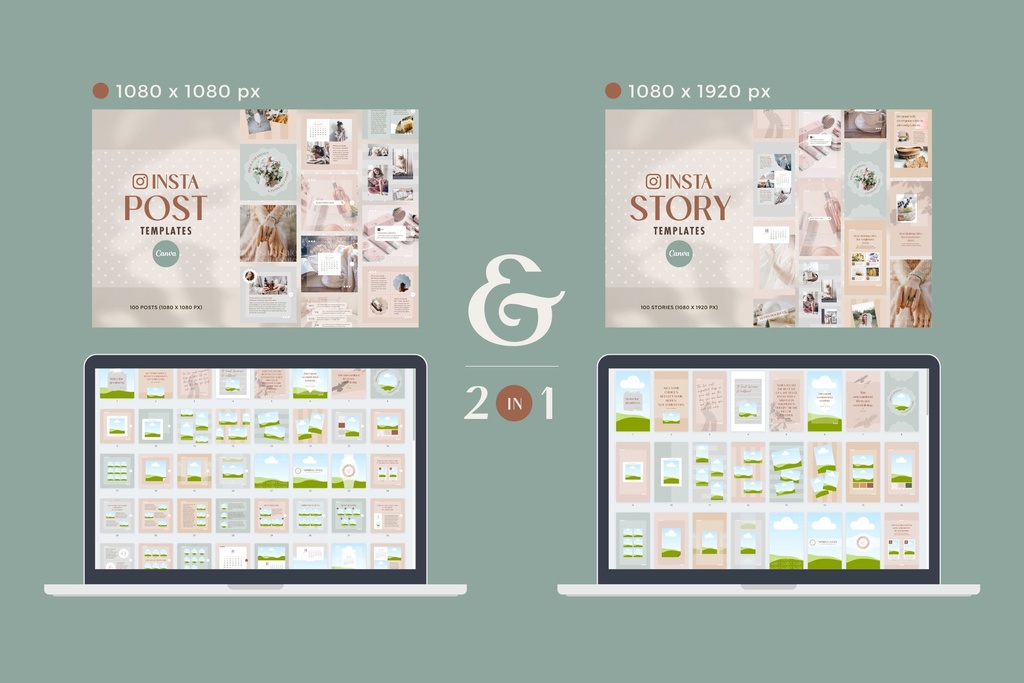 インスタグラム投稿&ストーリーCanvaテンプレート300点セット - Dot