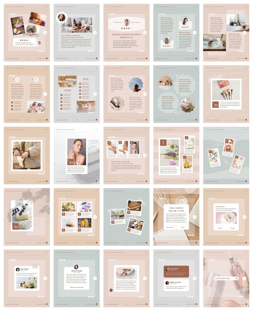 インスタグラム投稿&ストーリーCanvaテンプレート300点セット - Dot