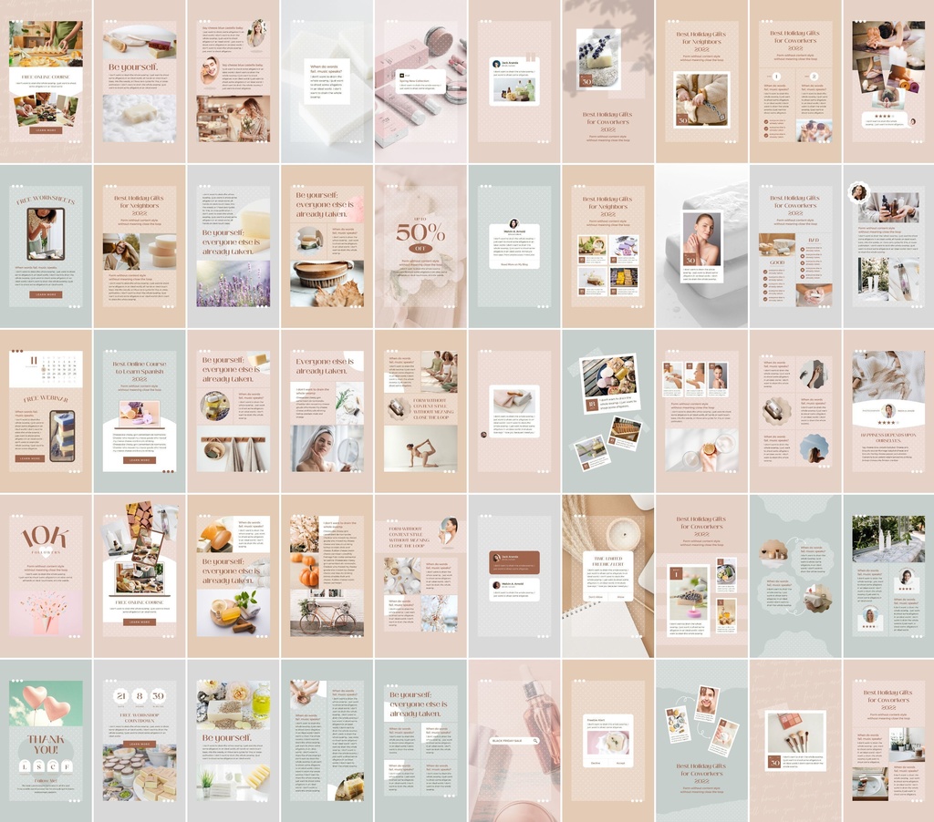 インスタグラム投稿&ストーリーCanvaテンプレート300点セット - Dot