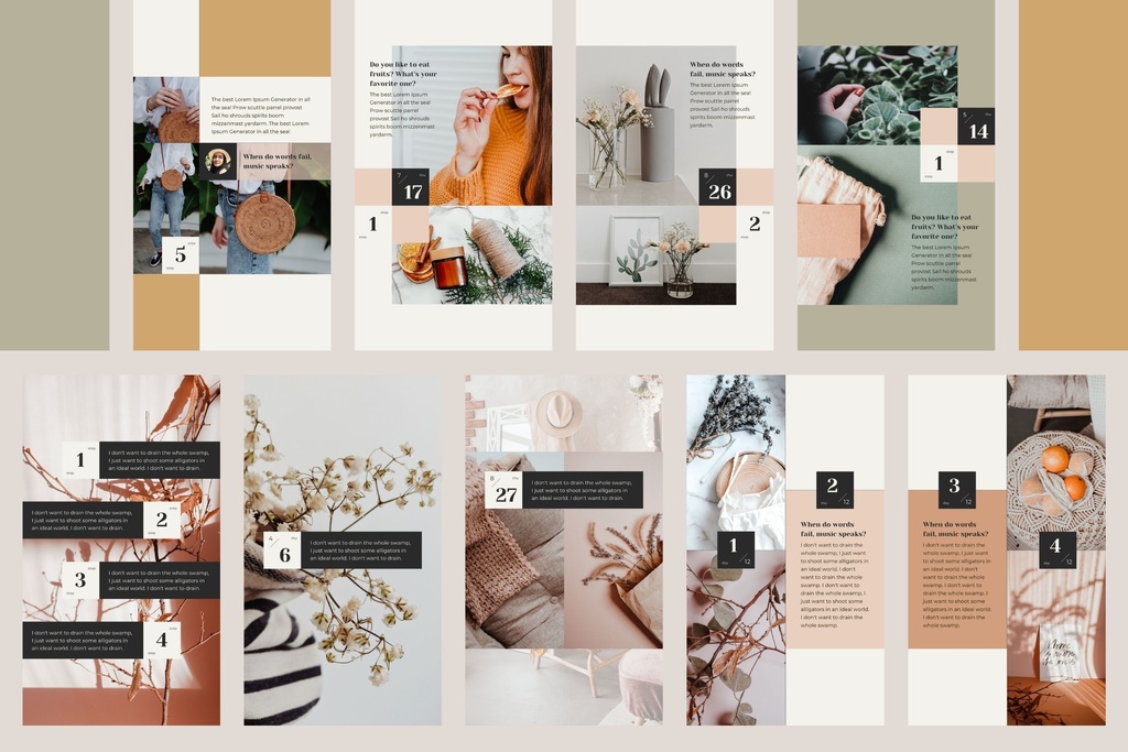 インスタグラムストーリーテンプレートCanva96点セット - カレンダー