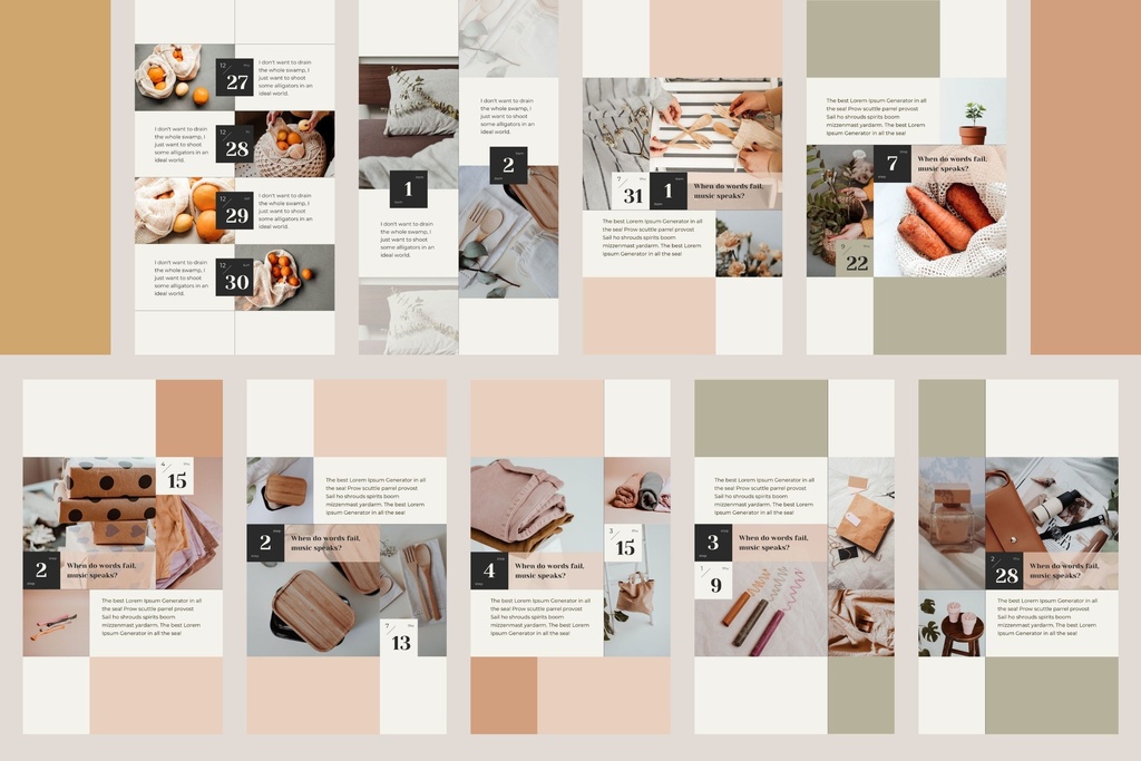 インスタグラムストーリーテンプレートCanva96点セット - カレンダー