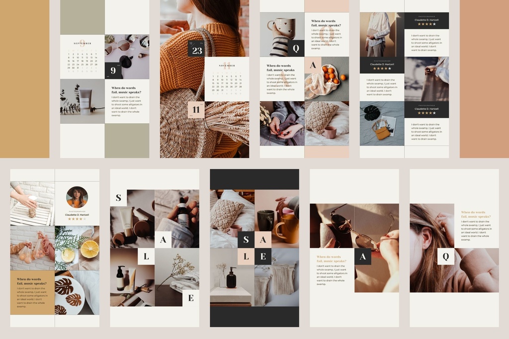 インスタグラムストーリーテンプレートCanva96点セット - カレンダー