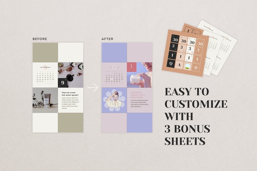 インスタグラムストーリーテンプレートCanva96点セット - カレンダー