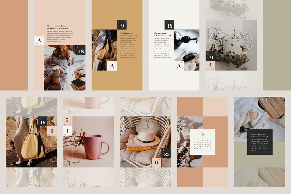 インスタグラムストーリーテンプレートCanva96点セット - カレンダー