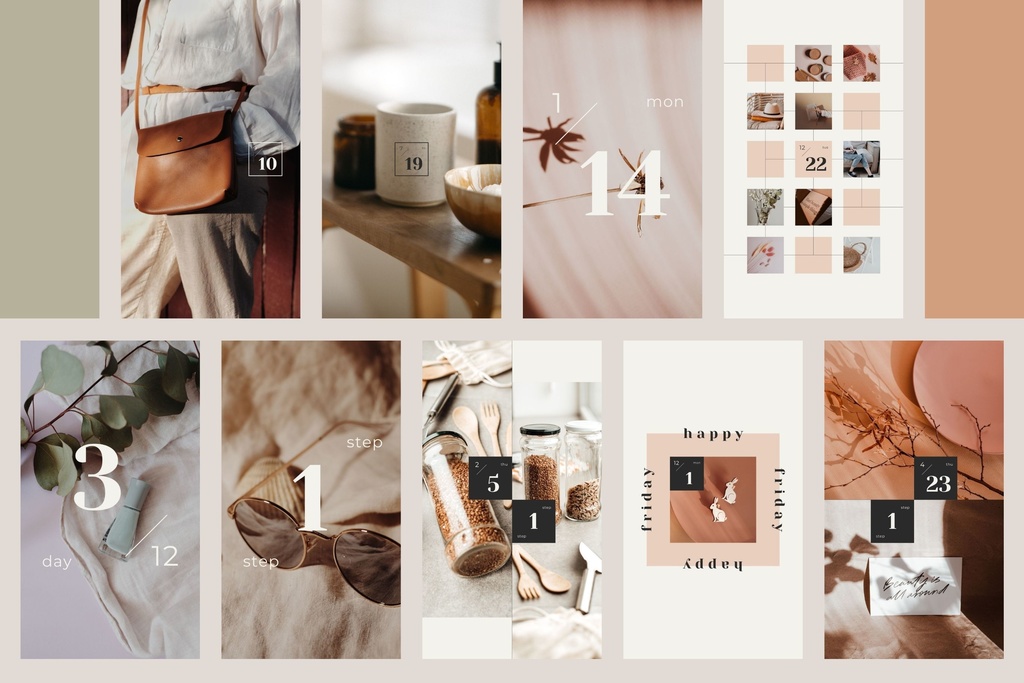 インスタグラムストーリーテンプレートCanva96点セット - カレンダー