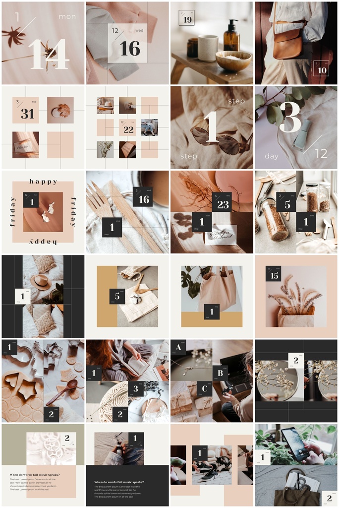 インスタグラム投稿&ストーリーCanvaテンプレート288点セット - カレンダー