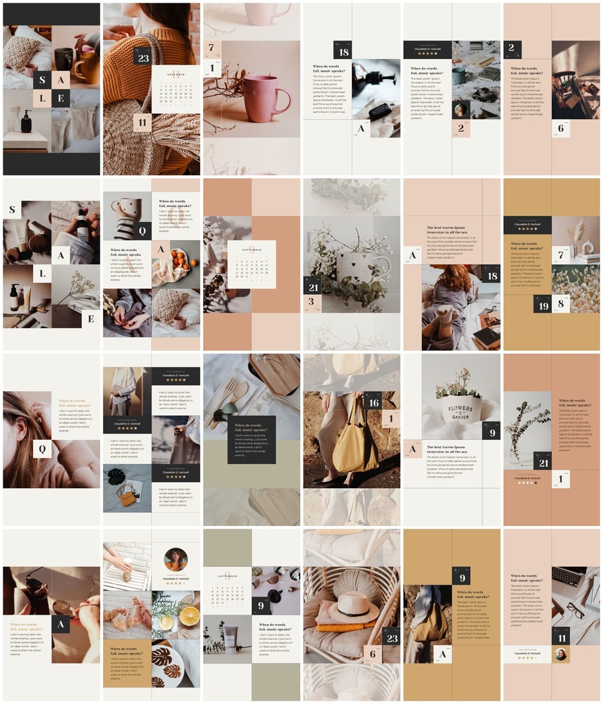 インスタグラム投稿&ストーリーCanvaテンプレート288点セット - カレンダー