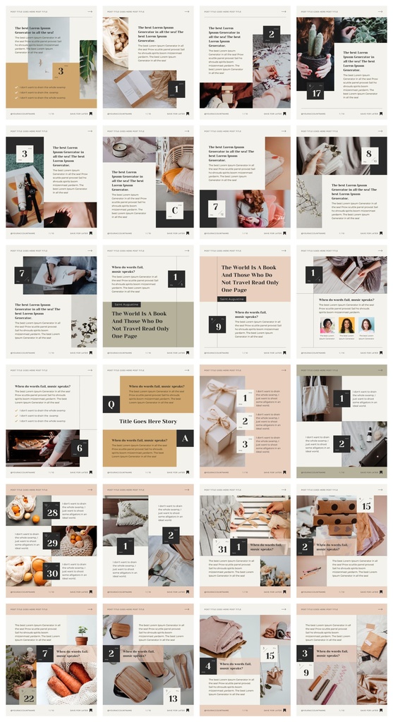 インスタグラム投稿&ストーリーCanvaテンプレート288点セット - カレンダー