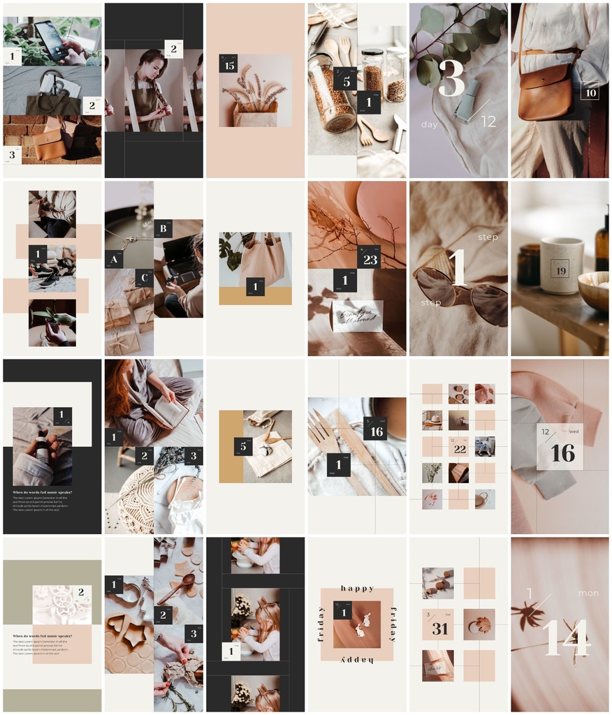 インスタグラム投稿&ストーリーCanvaテンプレート288点セット - カレンダー