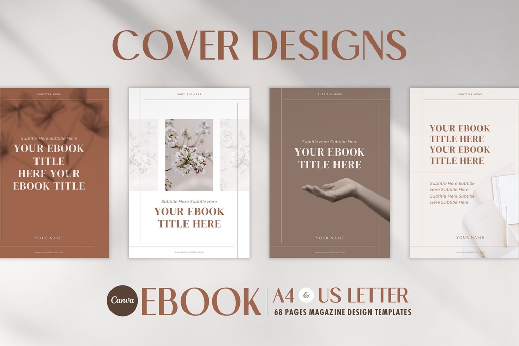 A4&USレター縦位置eBookテンプレートCanva68点セット – Beige
