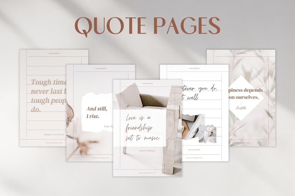 A4&USレター縦位置eBookテンプレートCanva68点セット – Beige