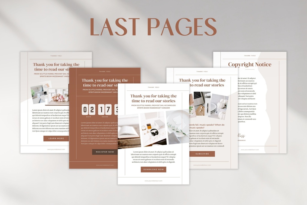 A4&USレター縦位置eBookテンプレートCanva68点セット – Beige